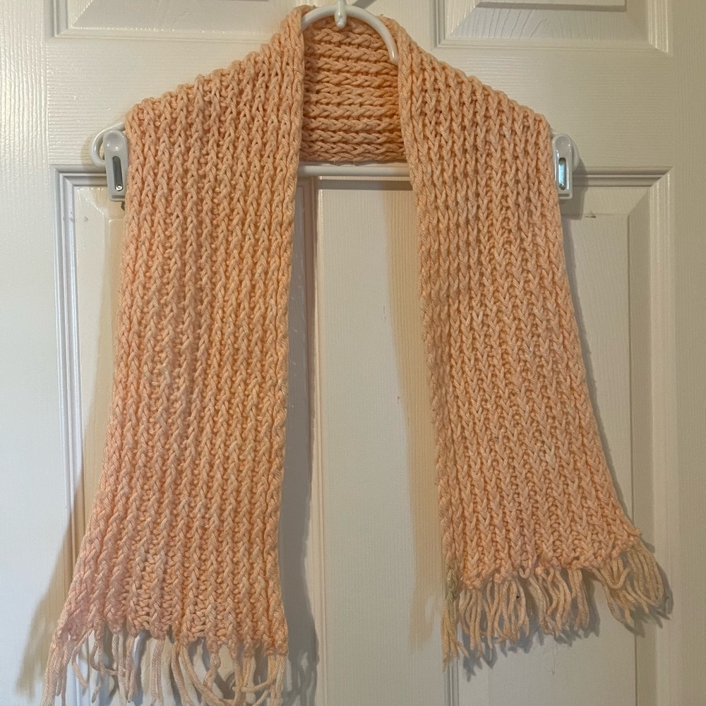 Handmade Knit Scarf in Peach